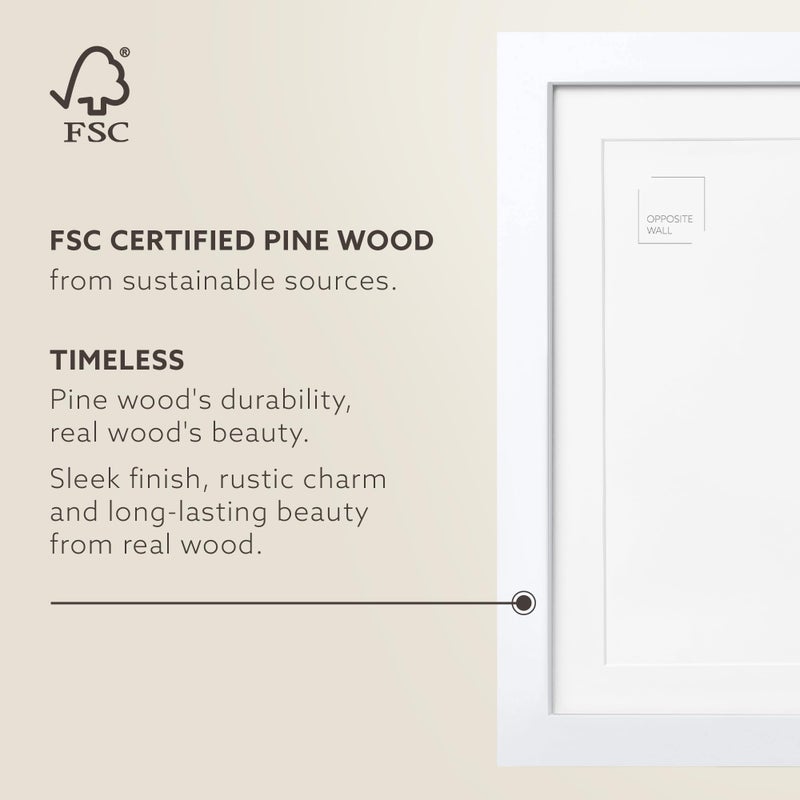 Opposite Wall - Set of 2-8.5 x 11 in - White Solid Wood Picture Frames - Lightweight, Versatile & Shatterproof - Wall Hanging & Tabletop Photo Frame - Office, Gallery & Home Decor - Image 3